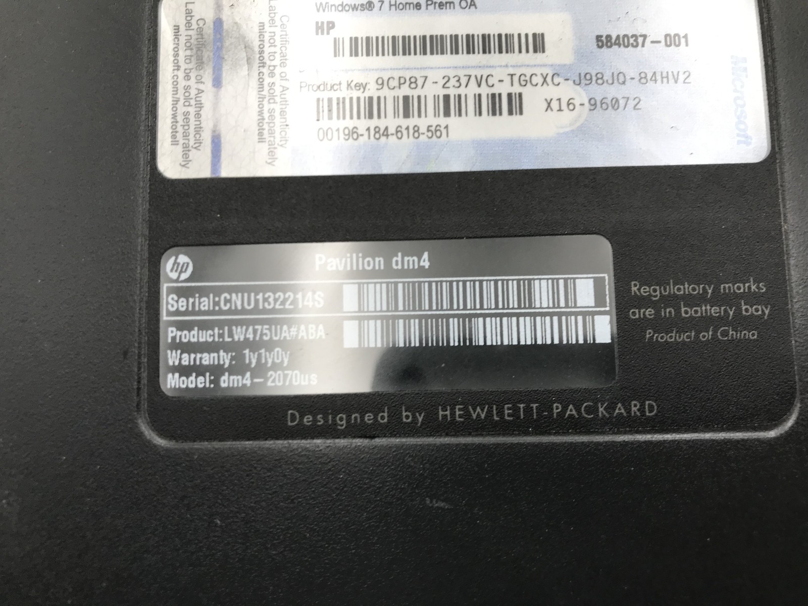HP PAVILION DM4 2070US – FOR PARTS/BAD LCD – INTEL I5 2ND GEN – 4GB RAM -READ-BB