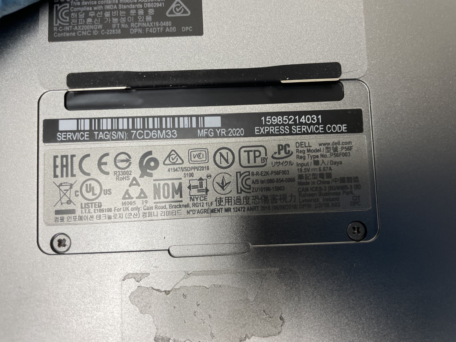 Dell Precision 5540 Intel i5-9400H @2.50GHz 16GB RAM NO SSD Admin Lock Parts