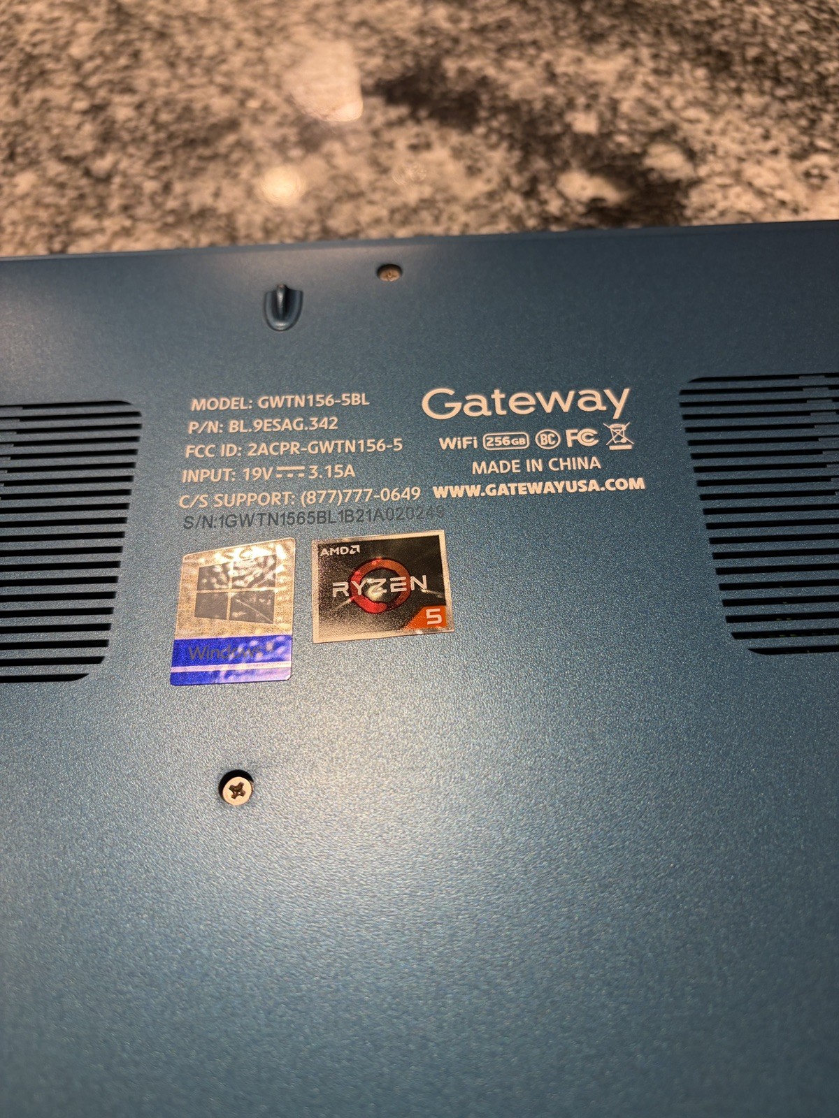Gateway 15.6” Ryzen 5 3450U Laptop 16GB RAM 256GB SSD Windows 11, Charger, &Case