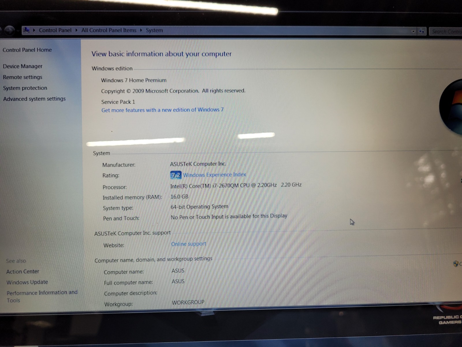 Retro ASUS G74S 17.3″ I7-2670QM NVIDIA GTX 560M 16GB RAM 128GB SSD 700gb HDD