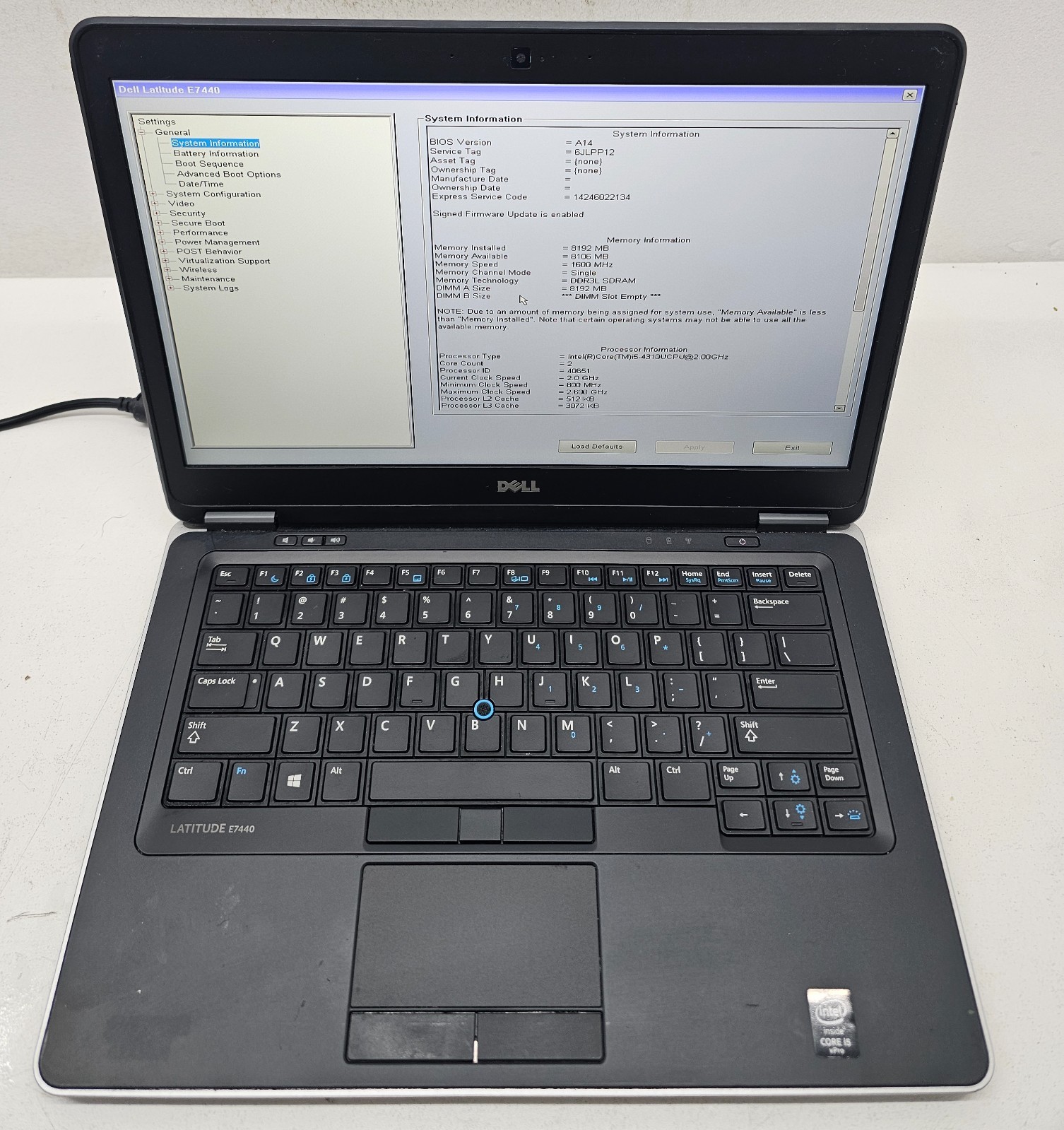 Dell Latitude E7440 Laptop Intel Core i5-4310U 8GB Ram No HD/OS/BATT (FL)