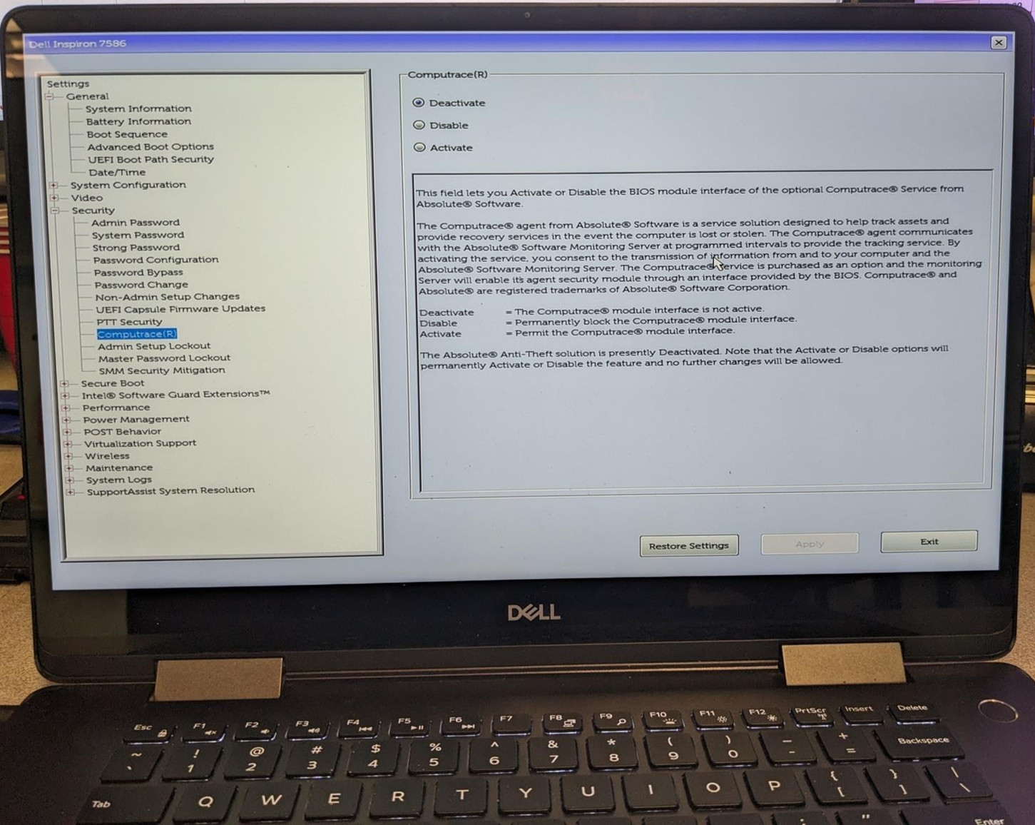 DELL INSPIRON 7586 2-IN-1 i7-8565U @ 1.80GHz, 8GB RAM, NO HDD/OS