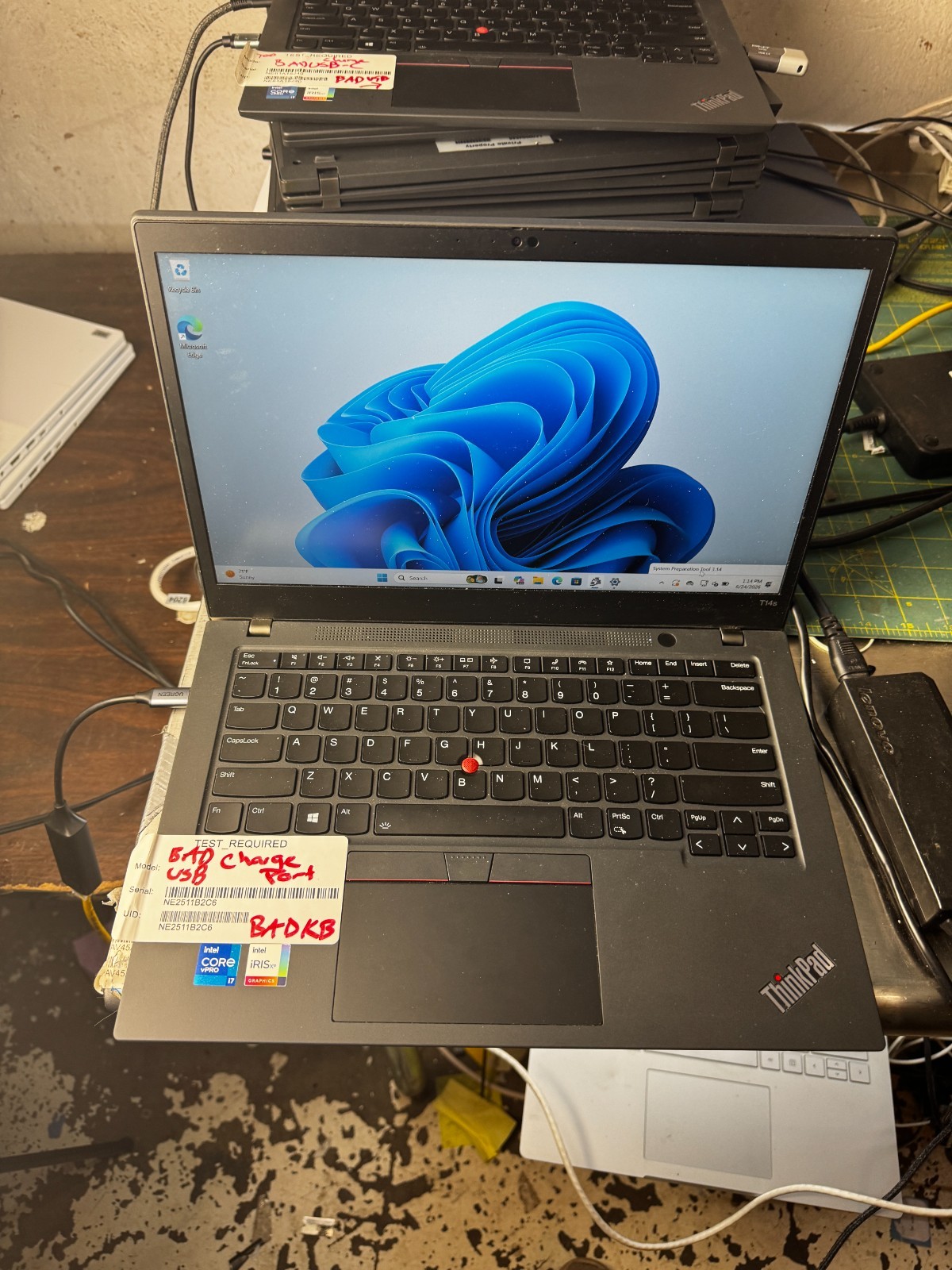 LENOVO THINKPAD T14s GEN 2 Core I7-1185G7 256GB SSD 16GB RAM For Repair #6490