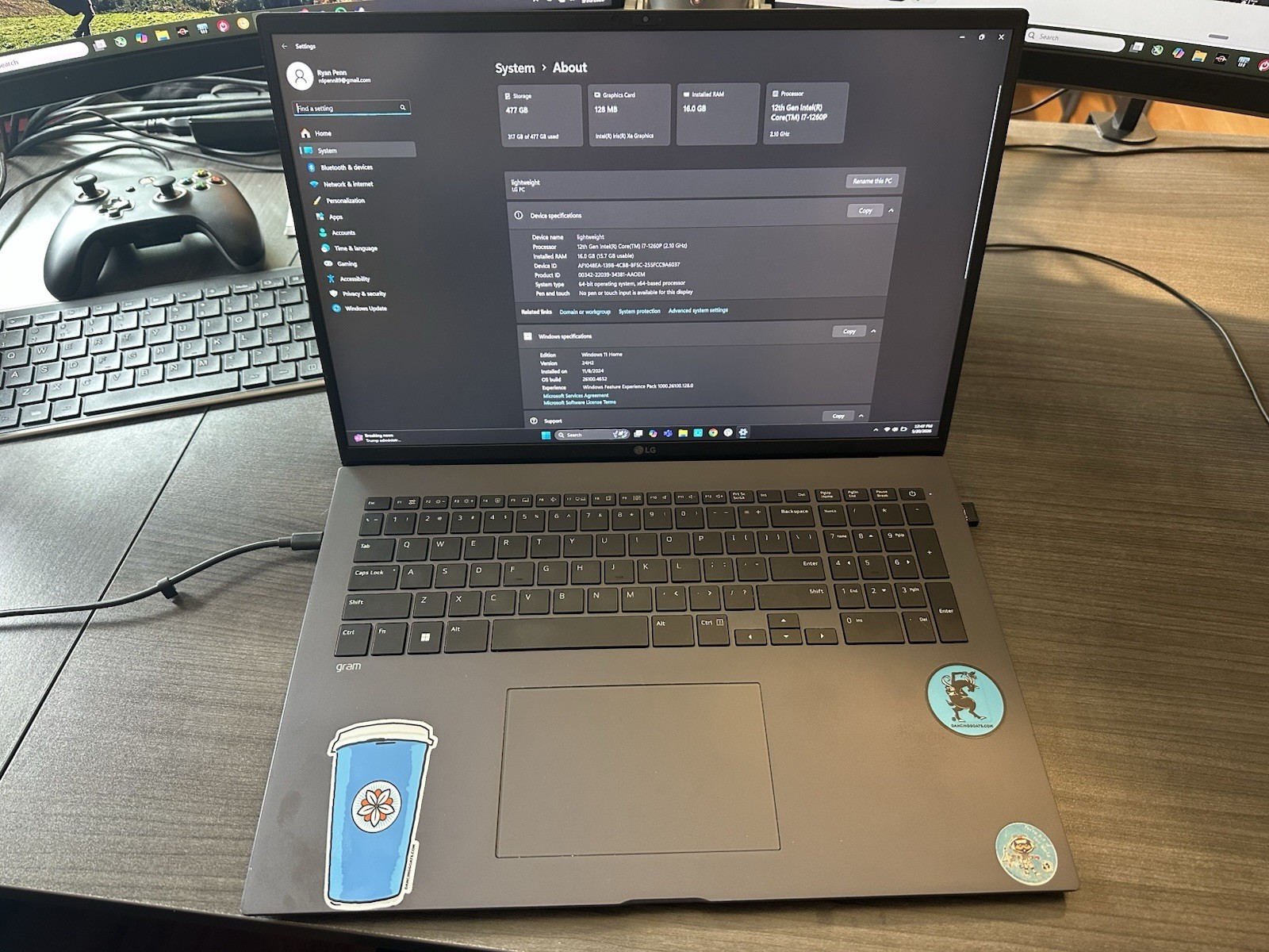 LG gram 16″ Gray Laptop i7-1260P 16GB RAM 477GB SSD Win 11 Home