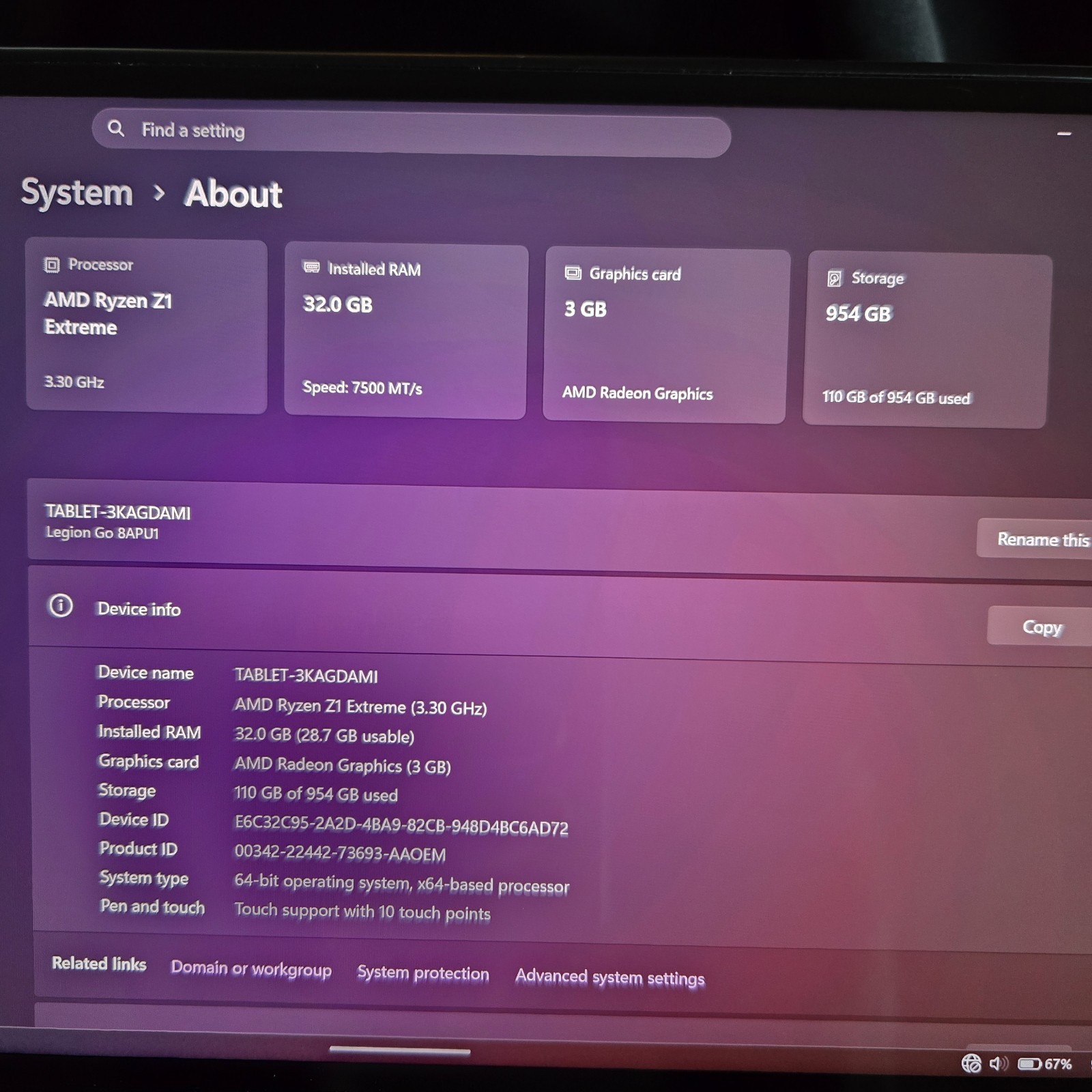 Lenovo Legion Go 8.8″ 144Hz 1tb 32GB Ram Z1 Extreme
