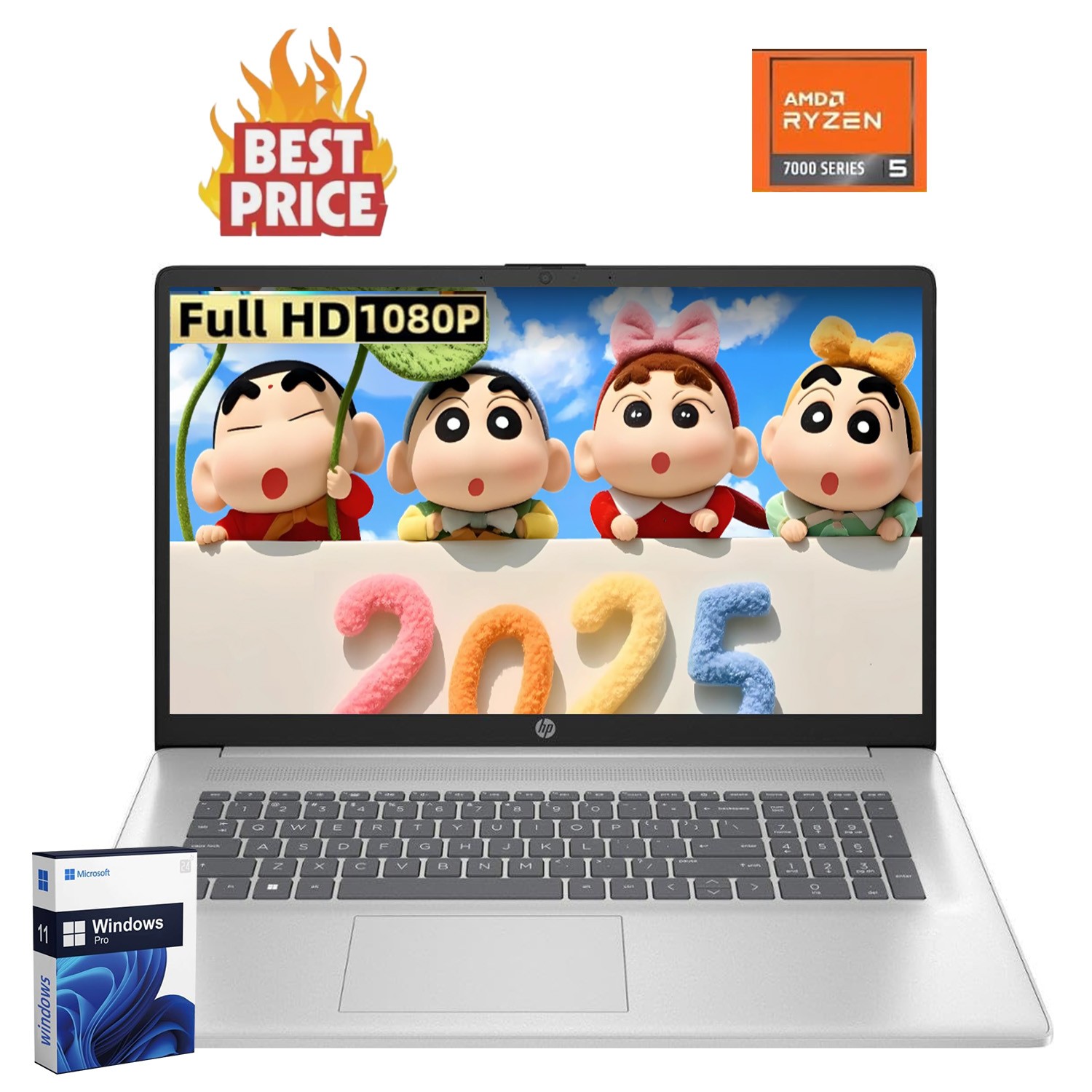 HP Laptop 17.3″ FHD Ryzen 5-7430U UpTo 64GB RAM 2TB SSD Win Pro – Fast Shipping!