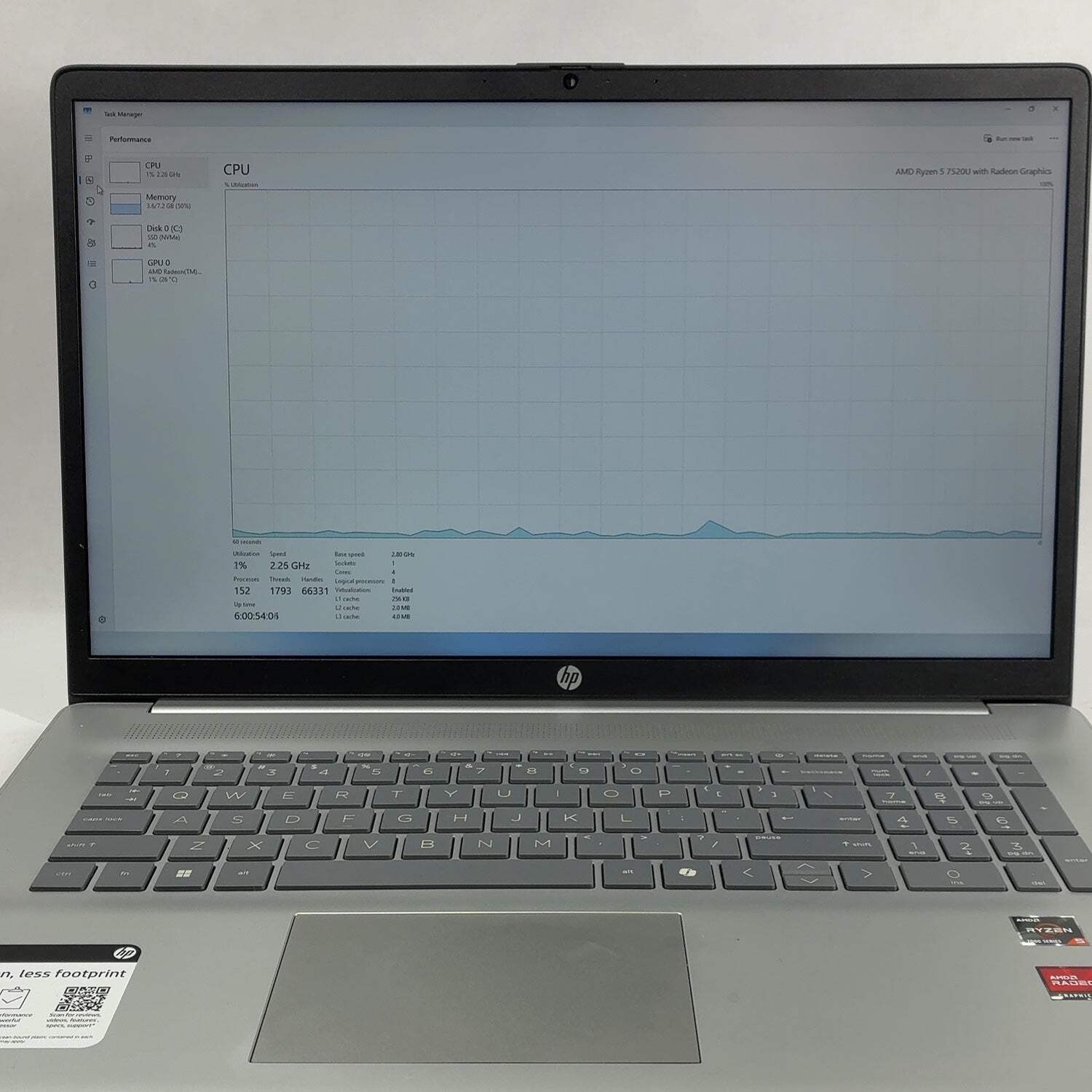 HP Laptop 17-CP2XXX 17.3″ Ryzen 5 7520U 2.8GHz 8GB RAM 512GB SSD