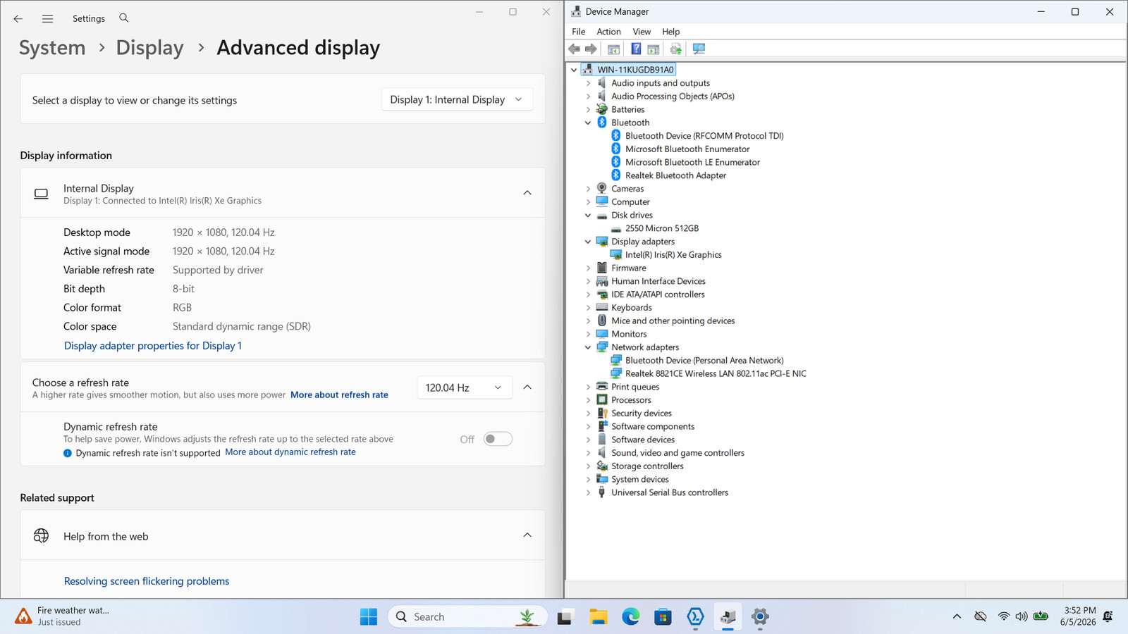 Dell Inspiron 15 3520 15″ FHD I5-1135G7 512GB SSD 16GB W11 Webcam 120Hz *READ*