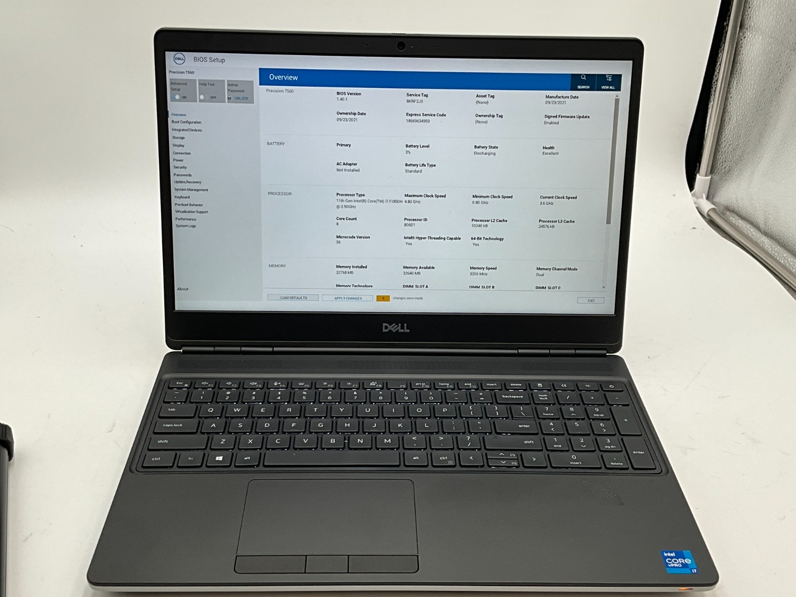 DELL Precision 7560 i7-11850H 2.50g 32GB 1tb T1200 15.6″ WIN11 Laptop 8KRF2J3