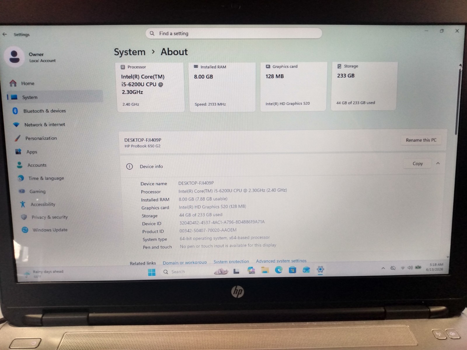 Hp probook 650 g2 laptop windows 11