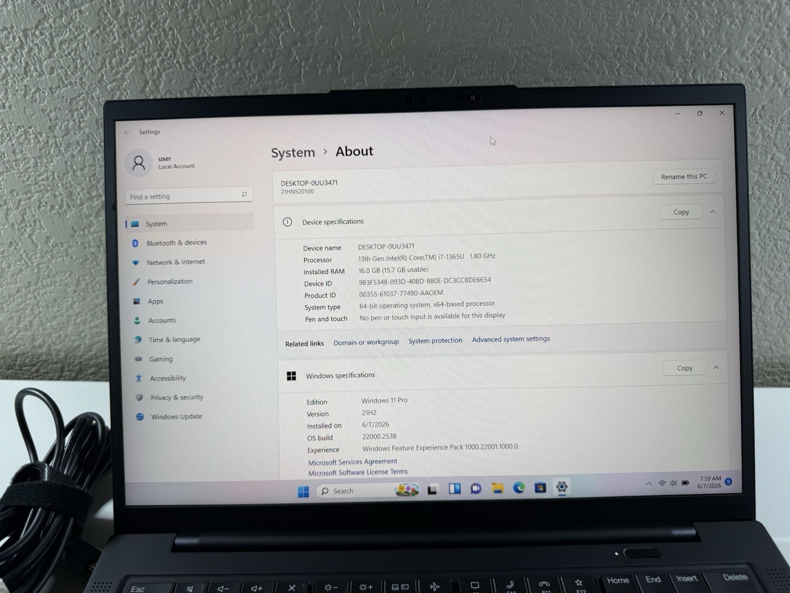 Lenovo Thinkpad X1 Carbon 11th Gen 14″ i7-1365u 16GB 512GB NVME WIN 11 FHD