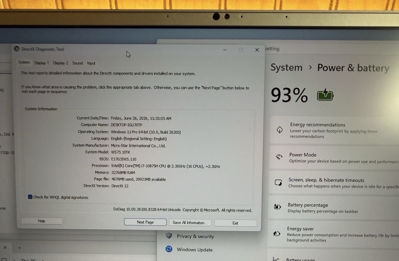MSI WS75 10TK 17.3″ Laptop i7-10875H 32GBRAM 2TB NVMeSSD Quadro RTX 3000 W11Pro