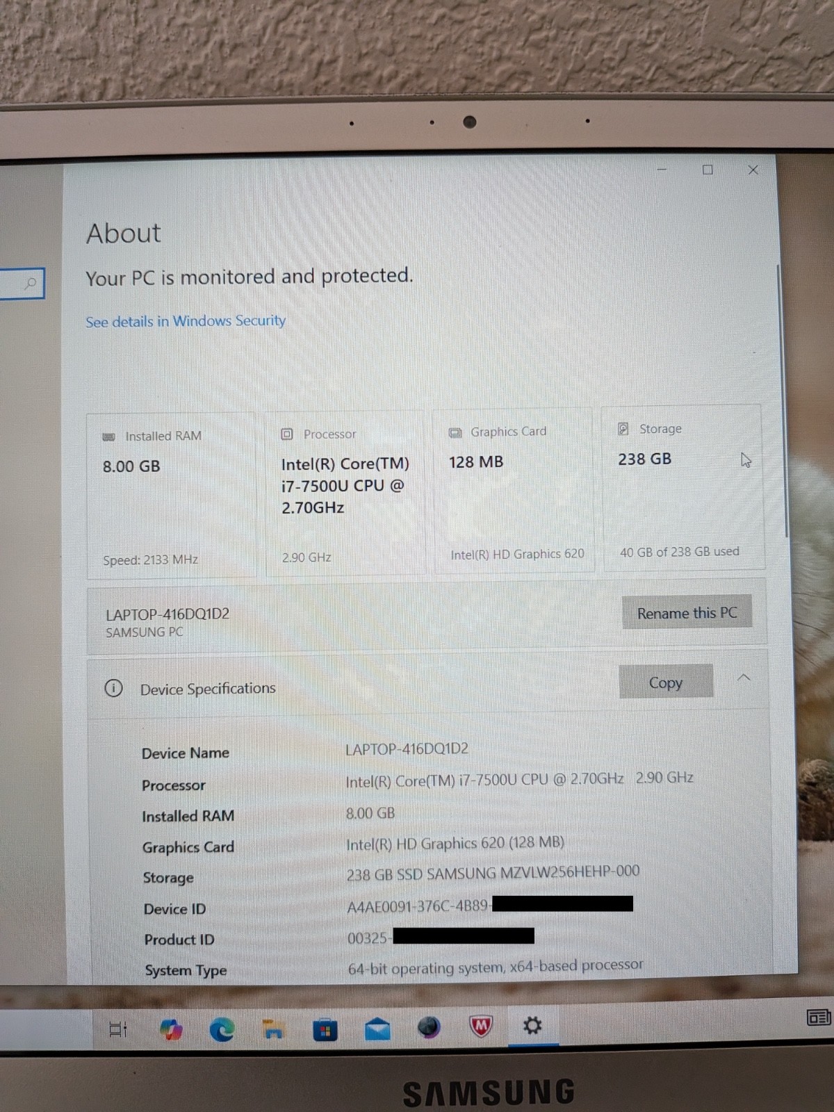Samsung Notebook 9 15″ NP900X5N i7-7500U 8GB 256GB SSD Win10 Light Titan