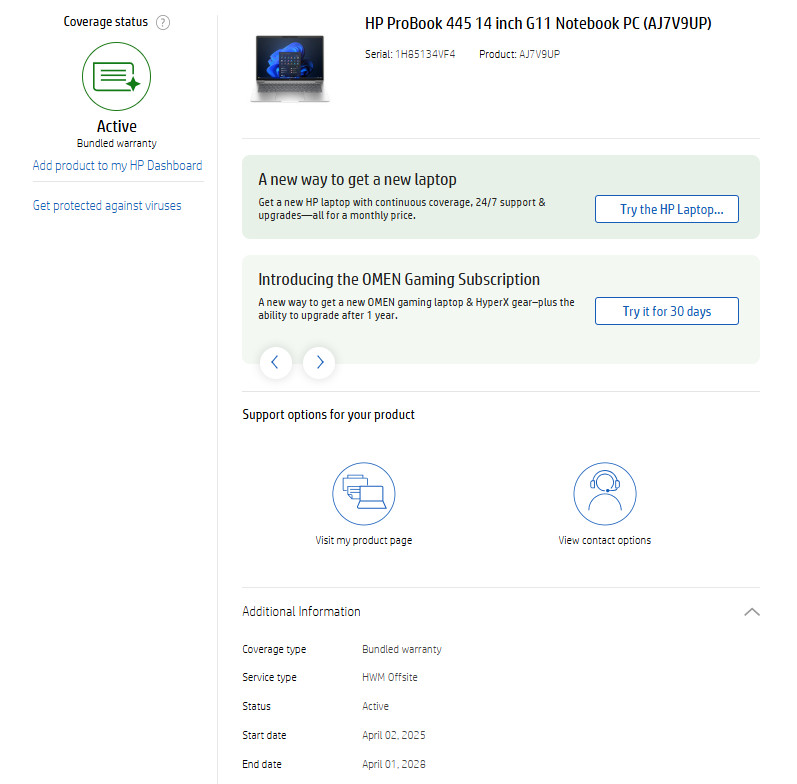 HP ProBook 445 G11 14″FHD+ AMD Ryzen 5 2.9GHZ 16GB 512GB 100ttery WRTY04/2028