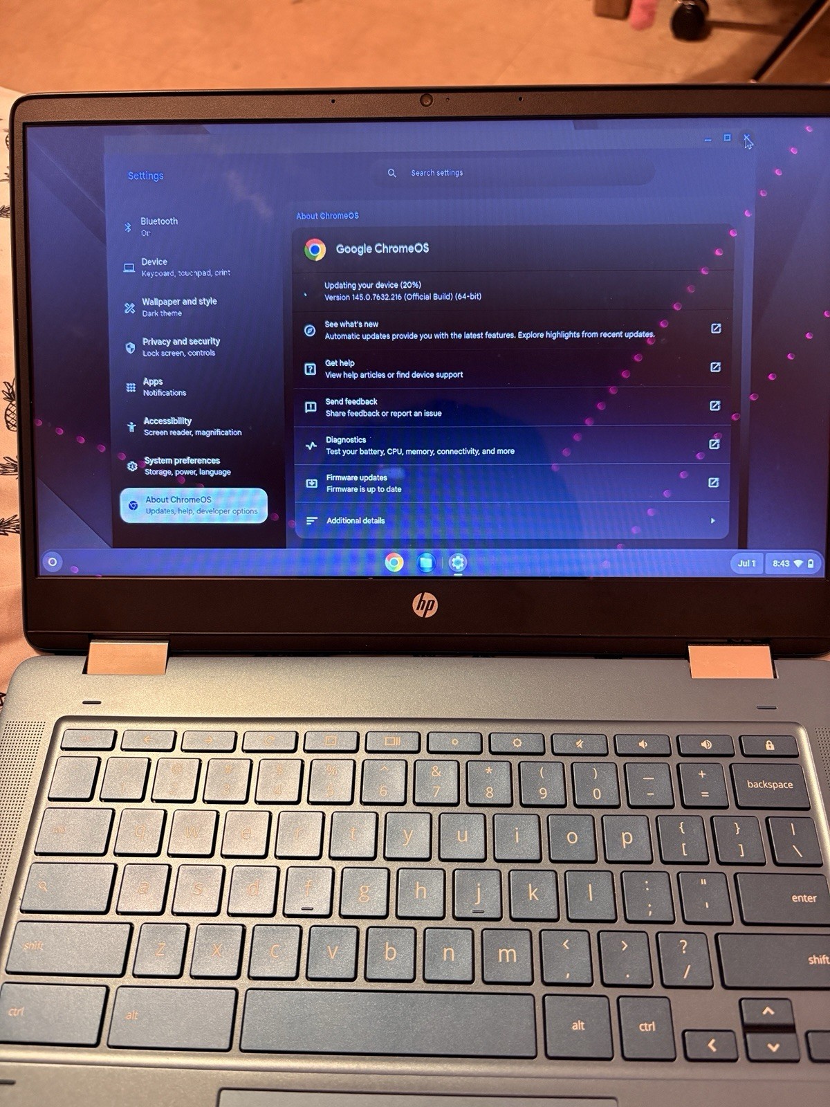 HP Chromebook 14in Blue Intel Chrome OS Wi-Fi Bluetooth Webcam Laptop
