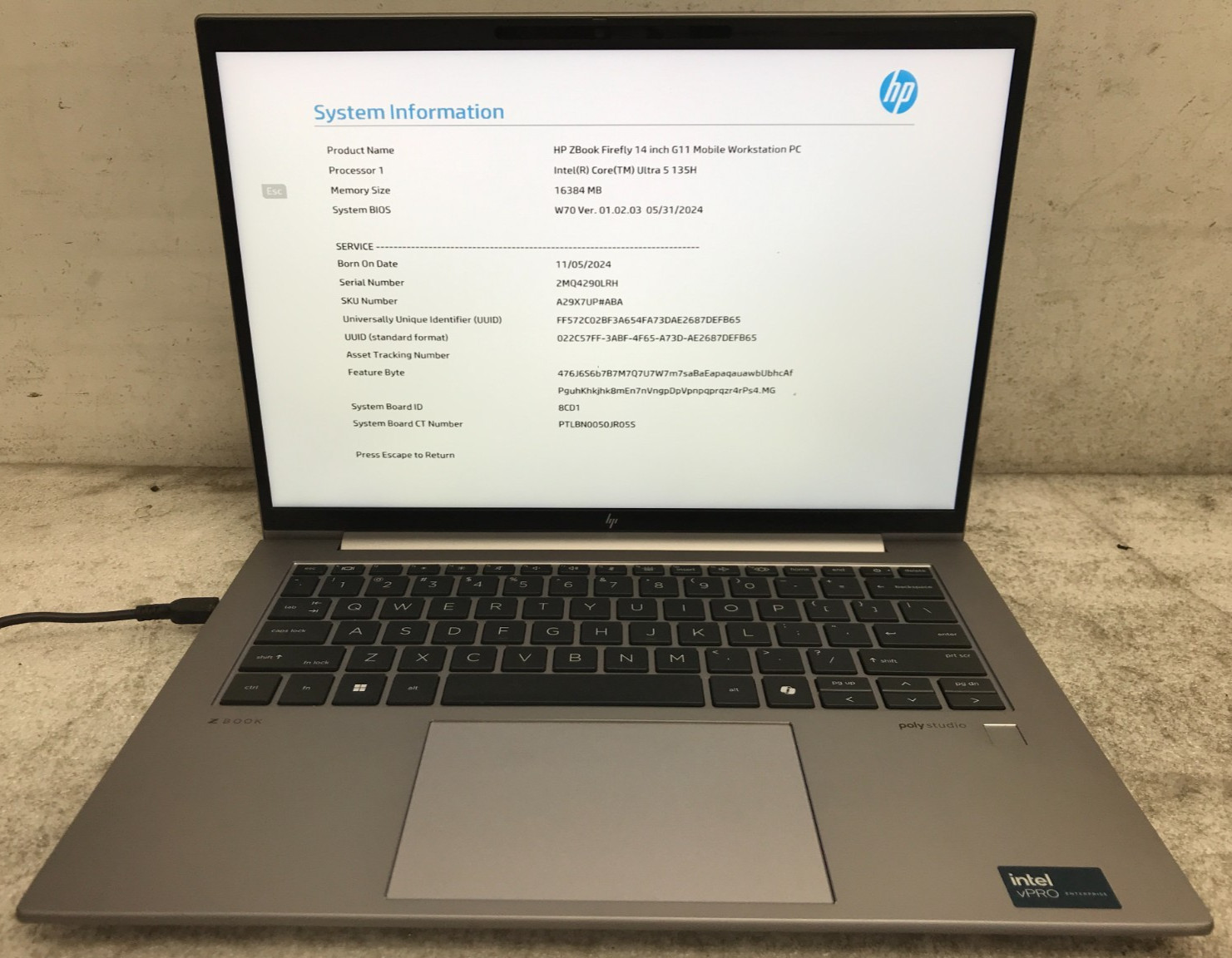 Lot of 4 / HP ZBook Firefly 14 G11 /Core Ultra 5 135H 1.7GHz / 16GB RAM / No SSD