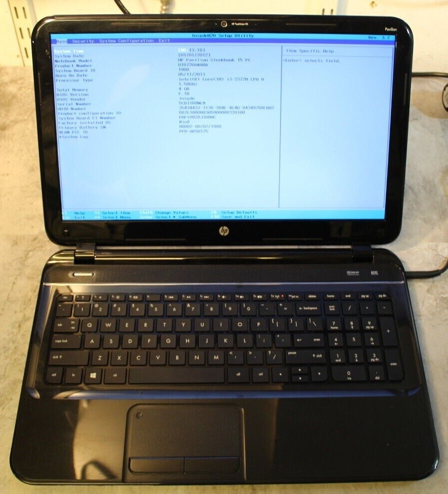HP Pavillion 15-b085nr For Parts Posted Bios 500GB Hard Drive Wiped i3-2377M