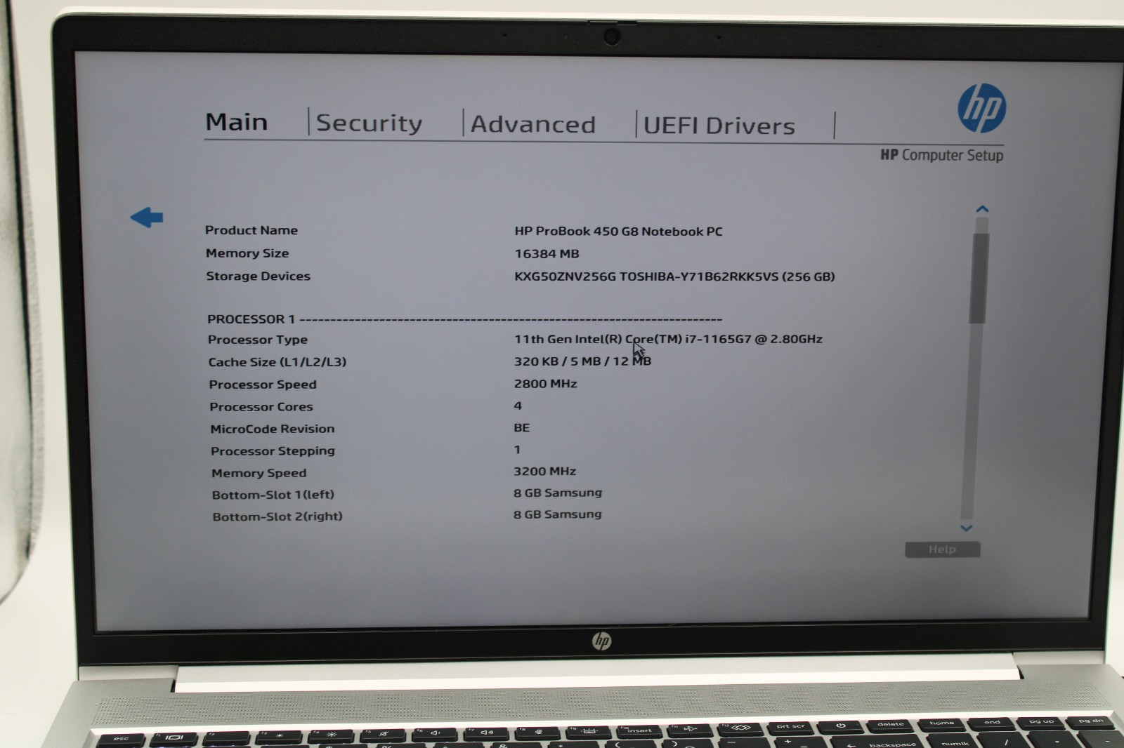 HP ProBook 450 G8 i7-1165G7 @ 2.8 GHz 16GB RAM 256GB SSD W11Pro