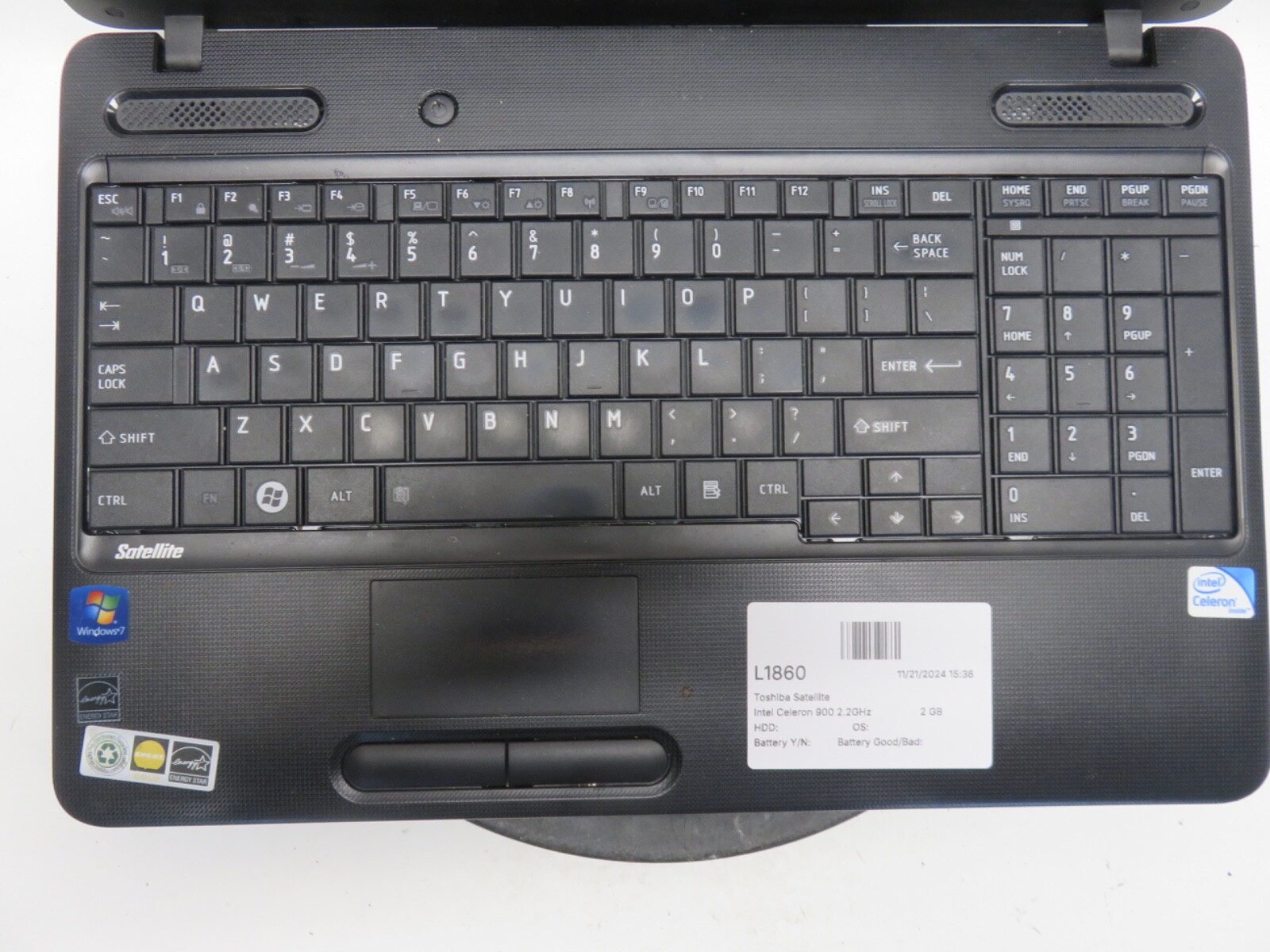 Toshiba Satellite C655-S5049 Laptop Intel Celeron 900 2.2GHz 2 GB NO HDD No Batt
