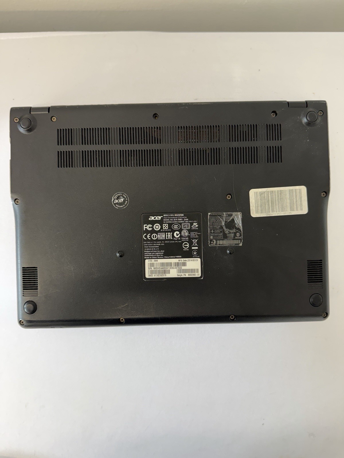 Acer Chromebook C720-2848 Laptop – Screen Leaking Light – Read Des