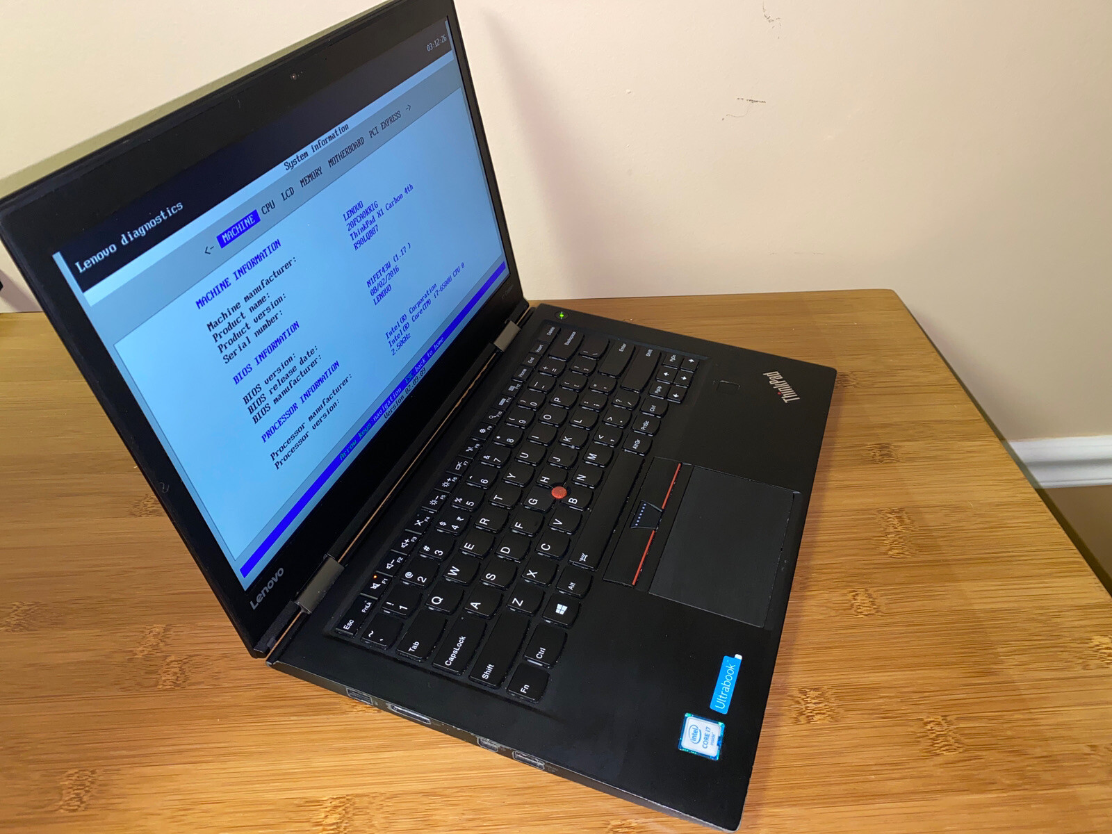 Lenovo ThinkPad X1 Carbon Intel Core i7-6500U 2.50GHZ 8GB RAM NO HD NO OS