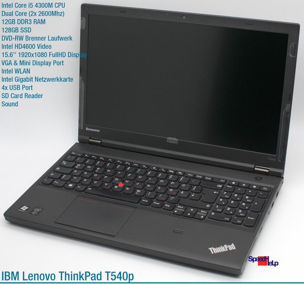 Notebook IBM Lenovo Thinkpad T540P Intel I5 Laptop 128GB SSD 12GB RAM Windows 10