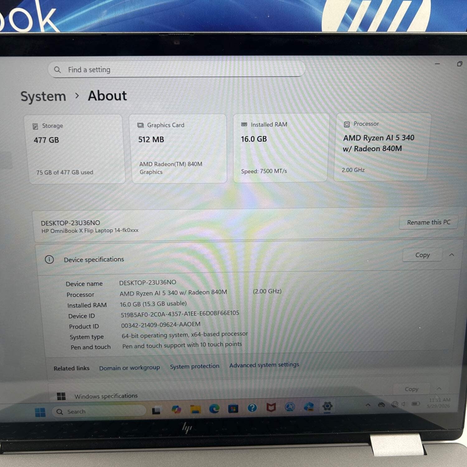 HP Omnibook X Flip 14 14-FK0013DX 14″ Ryzen AI 5 340 2.0GHz 16GB RAM 1TB SSD