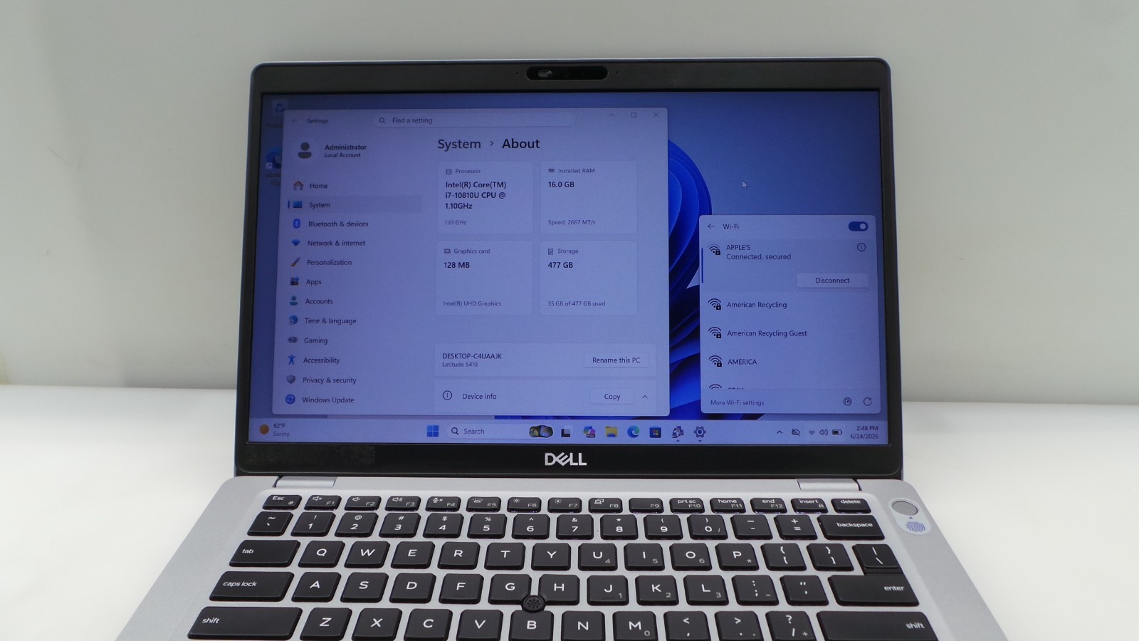 Dell Latitude 5410 | 14″ | i7-10810U 1.10GHz | 16GB RAM 512GB NVMe | WIN 11 PRO