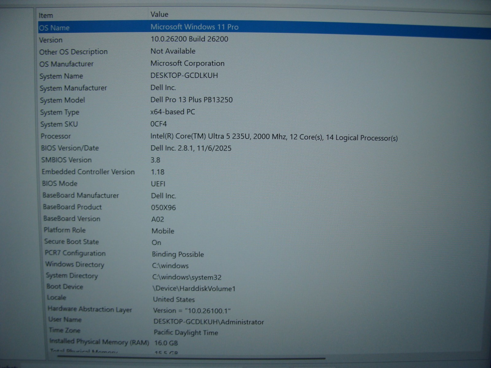 2026 Dell Pro 13 Plus PB13250 13″ FHD+ ULTRA 5 235U 2GHz 16GB 512GB Win11Pro +PA