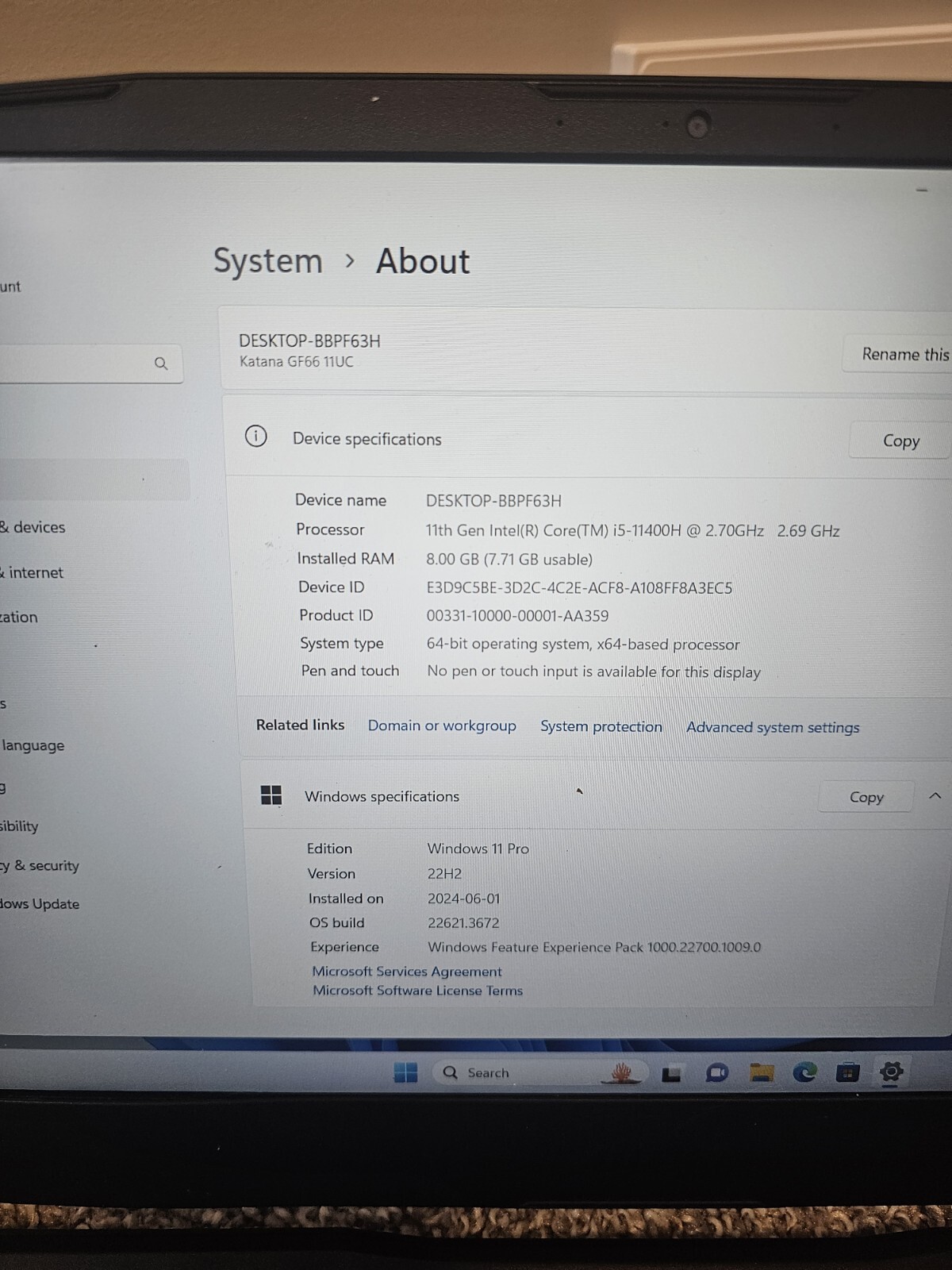 MSI Katana GF66 11UC