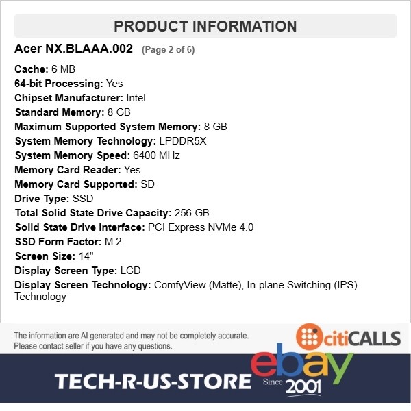 Acer NX.BLAAA.002 TravelMate B5 14 TMB514 14″ Notebook Core 3 8GB 256GB SSD W11
