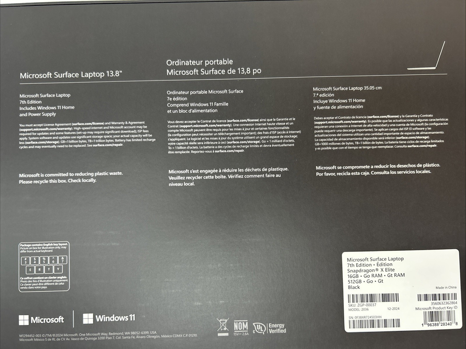 Microsoft Surface Laptop 7th Ed Snapdragon X Elite 16GB RAM 512GB Black *NEW*
