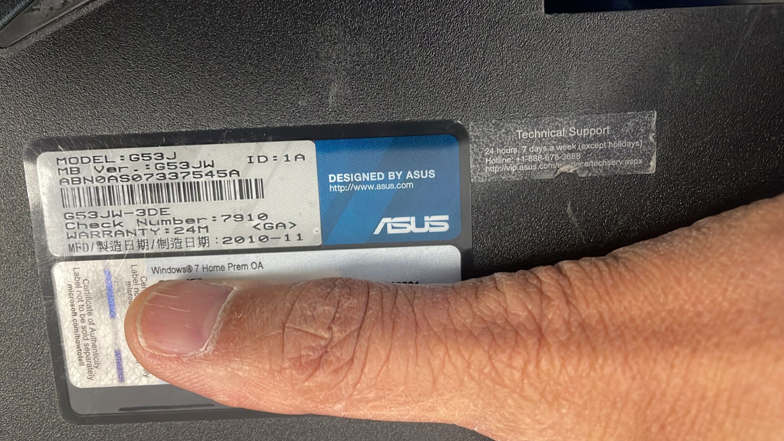 ASUS G53Jw 15.6″ Notebook Computer Core i7-740Qm not turning on , nO Battery