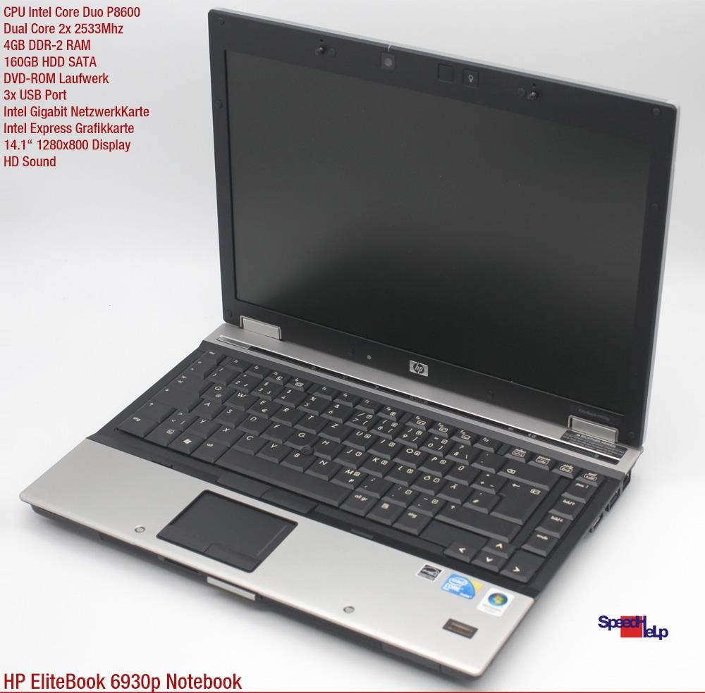 HP EliteBook 6930p Laptop Notebook Windows XP Pro DVD-ROM 160GB 4GB RAM