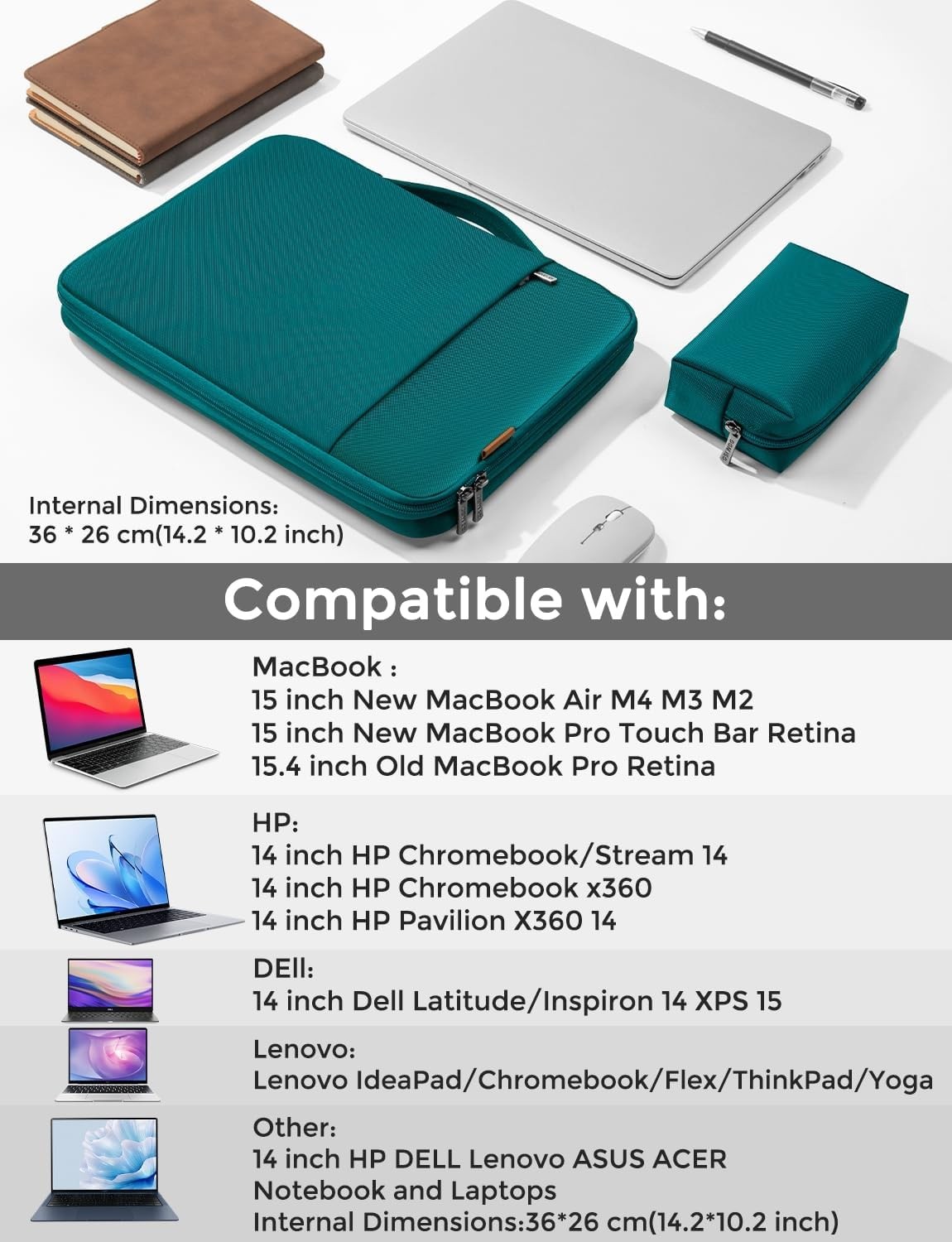 Turquoise Laptop Sleeve Cover for 15″ MacBook Air M4/A3241, M3/A3114, Pro A1990
