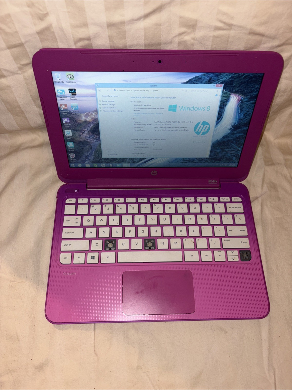 HP Stream 11 Intel Celeron N2840 Dual-Core 2GB RAM 32GB Laptop pInk -READ detail