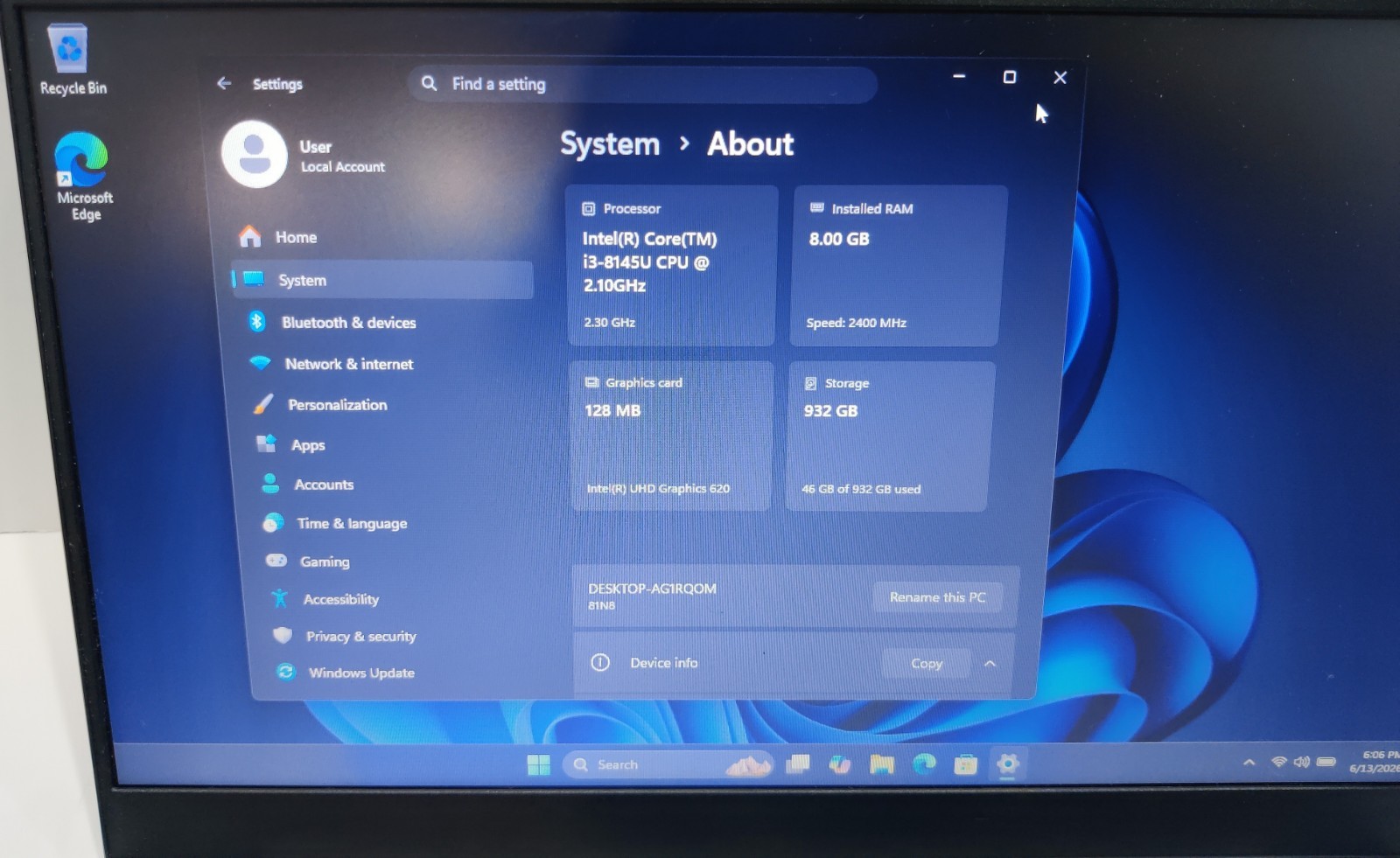 Lenovo IdeaPad S340-15IWL 15.6″ Laptop | Intel i3-8145U | 8GB RAM | 1TB HDD