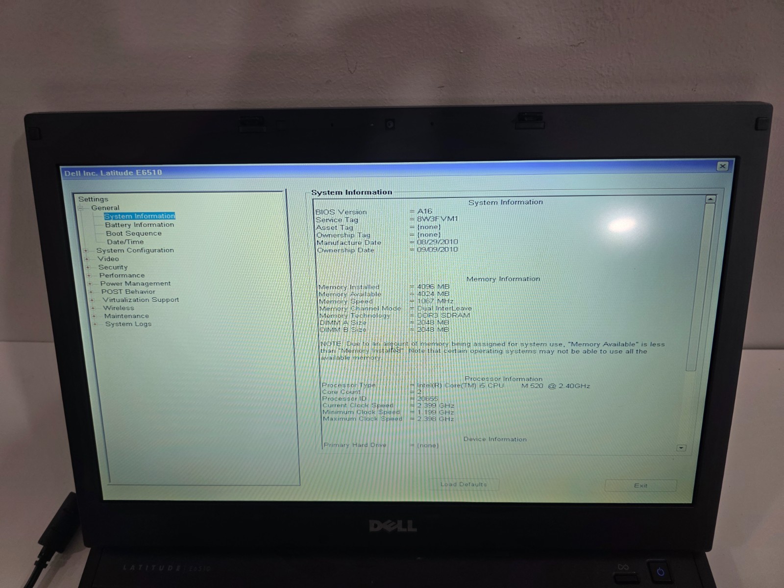 Dell Latitude E6510 Intel Core i5 CPU M 520 4GB Webcam