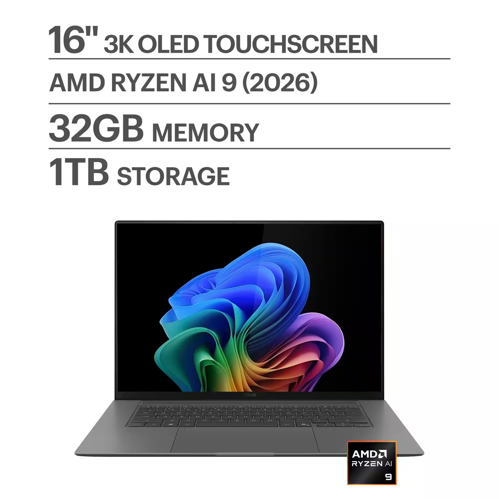 ASUS – Zenbook S16 16″ 3K OLED Touchscreen Laptop – AMD Ryzen AI 9 465 2026 -…