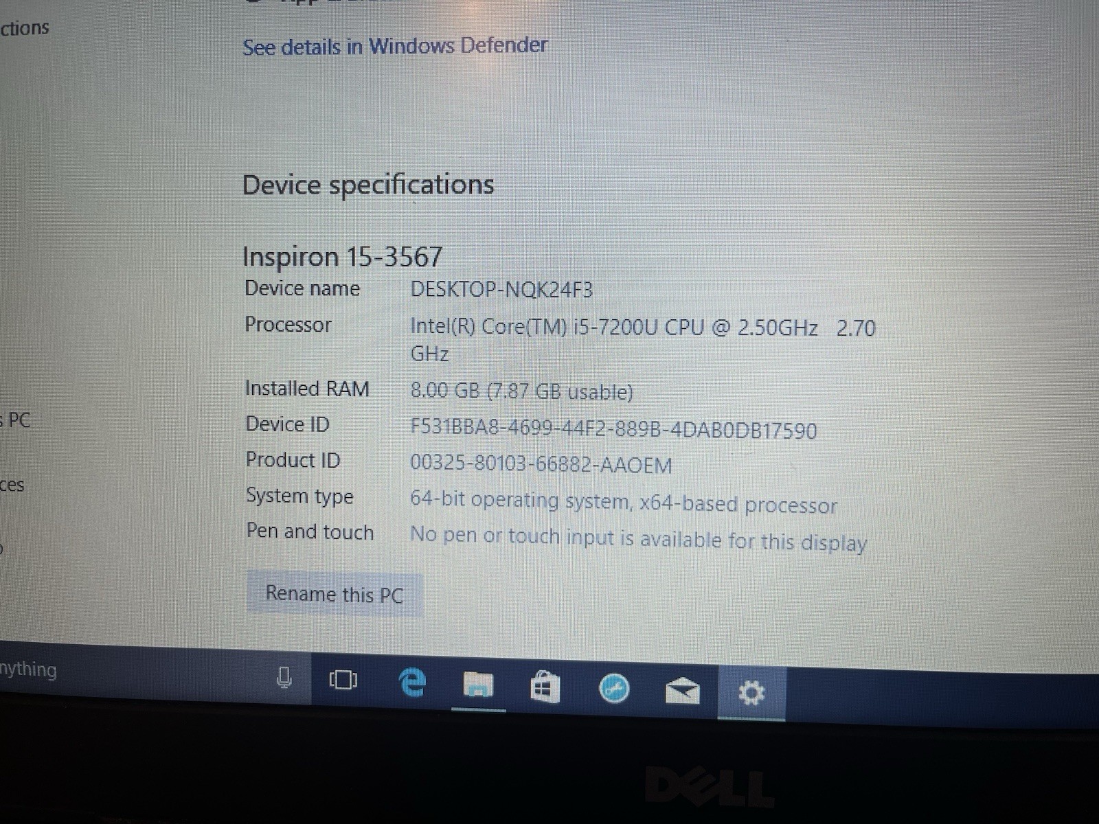 Excellent Dell Inspiron 15-3567 15.6″ i5-7200U 2.5GHz 8GB RAM 1TB SSD W/win10