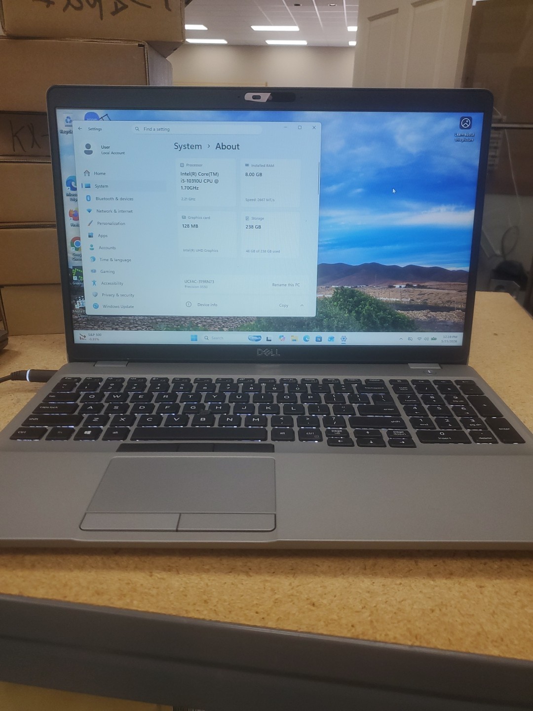 Dell Precision 3550 Laptop – i5-10310U 8GB 256GB SSD 15.6″ 051526-4