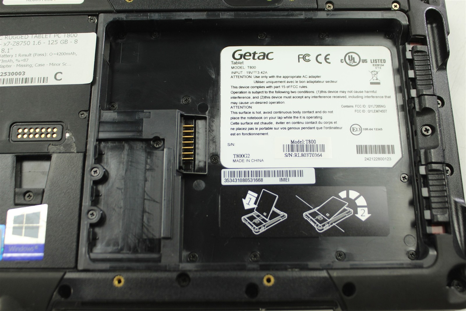 Getac T800 G2 LTE Rugged Tablet 8.1″ Atom x7-Z8750 128GB eMMC 8GB RAM NO OS
