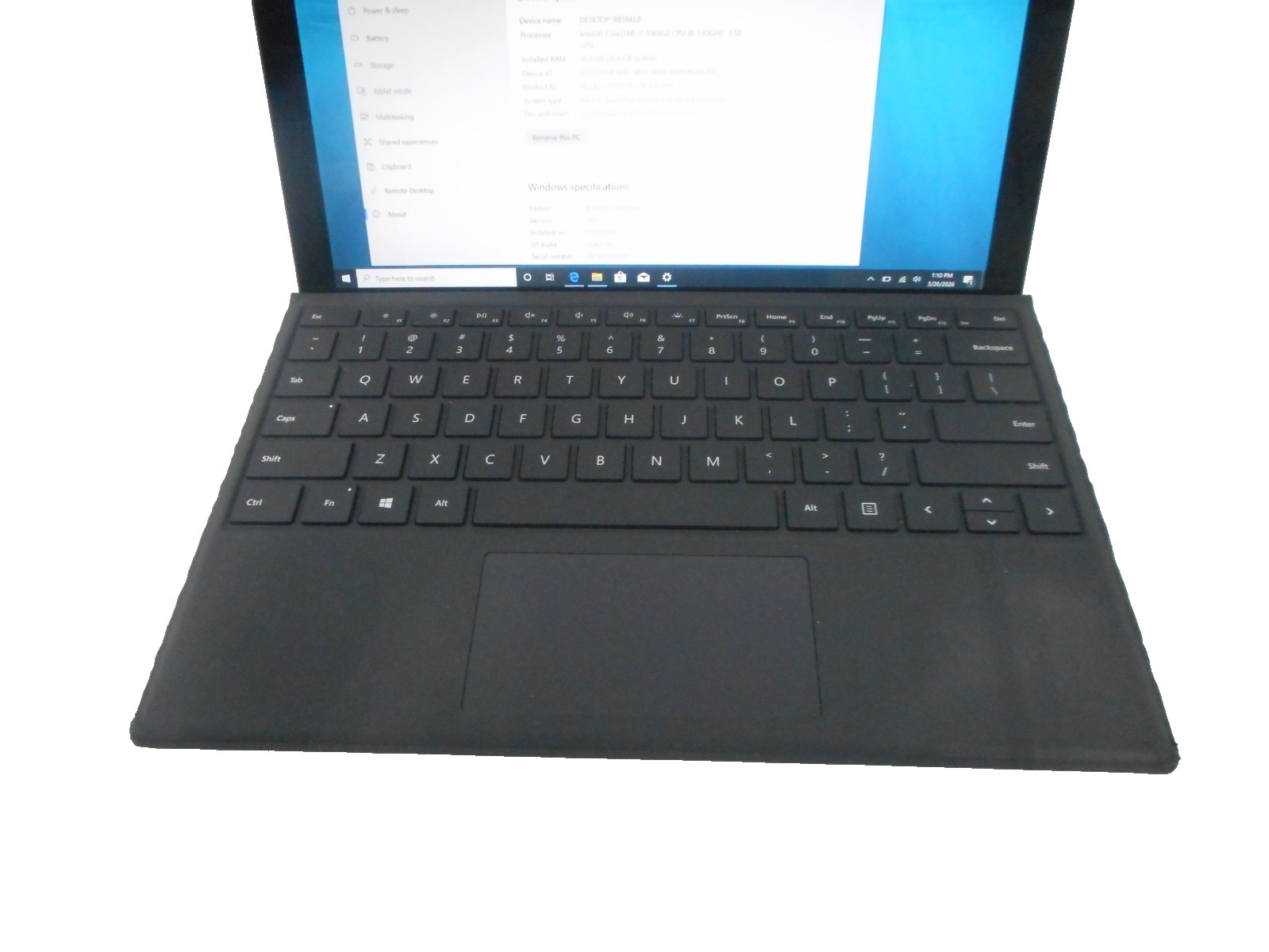 Microsoft Surface Pro 7 i7 10th GEN 1065G7 1.3GHz 1.5 GHz, 16 GB 512 SSD {1866}