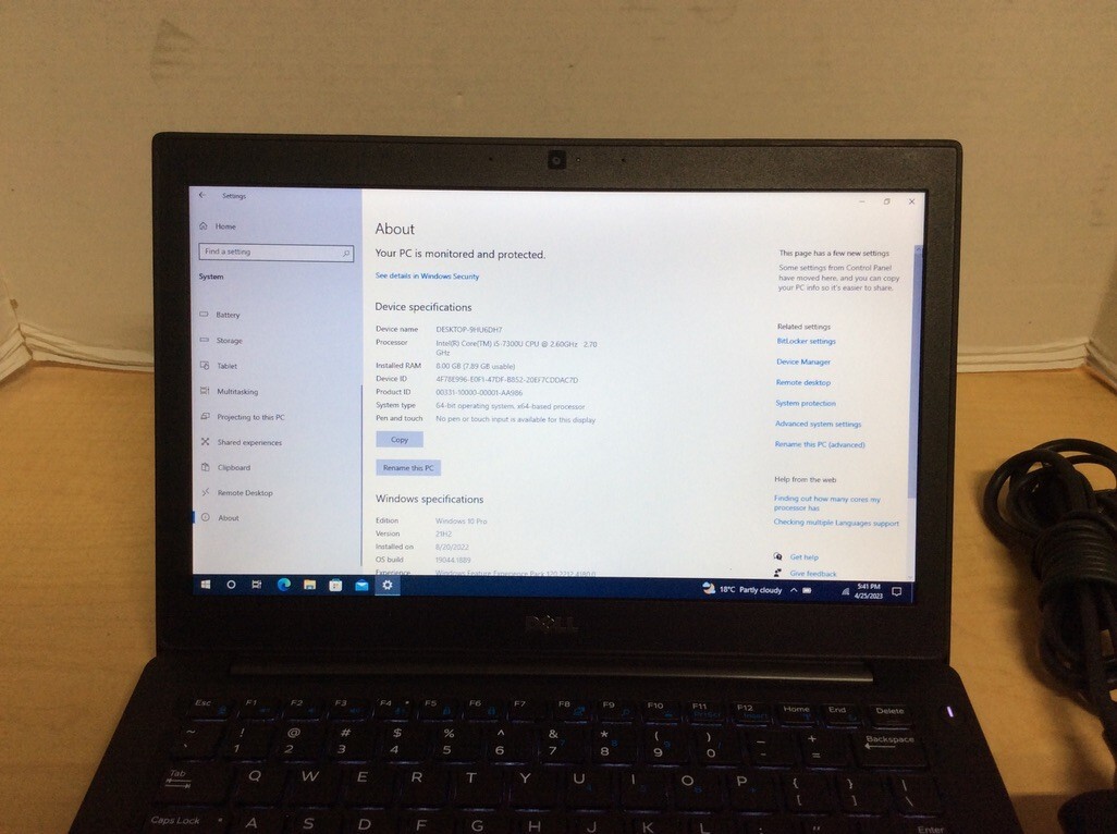 Dell latitude 7280 14” (256GB SSD Intel Core i5-7300U, 8GB RAM) Win10 Pro