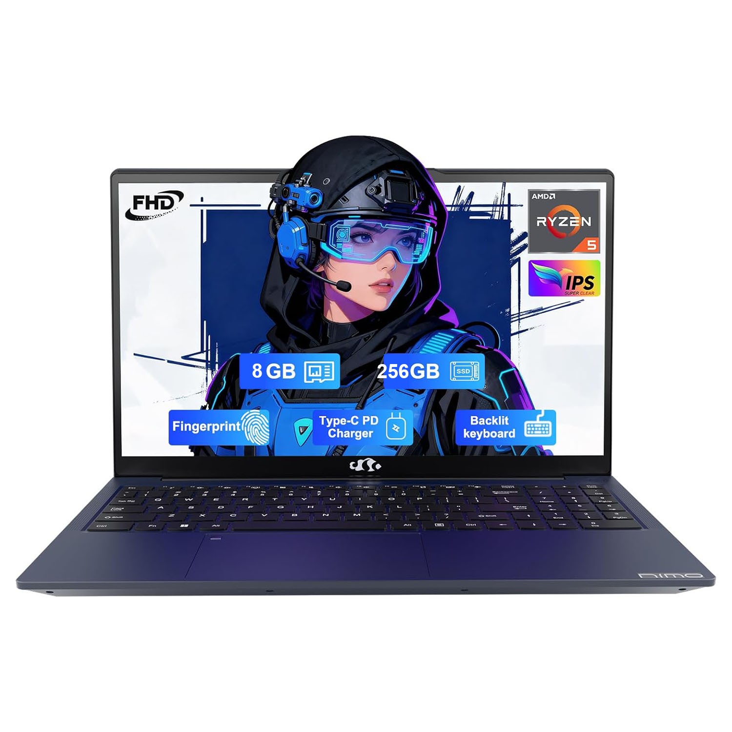 NIMO 15.6” FHD IPS Student Laptop Computer 8GB RAM 256GB SSD AMD Ryzen 5 3500U