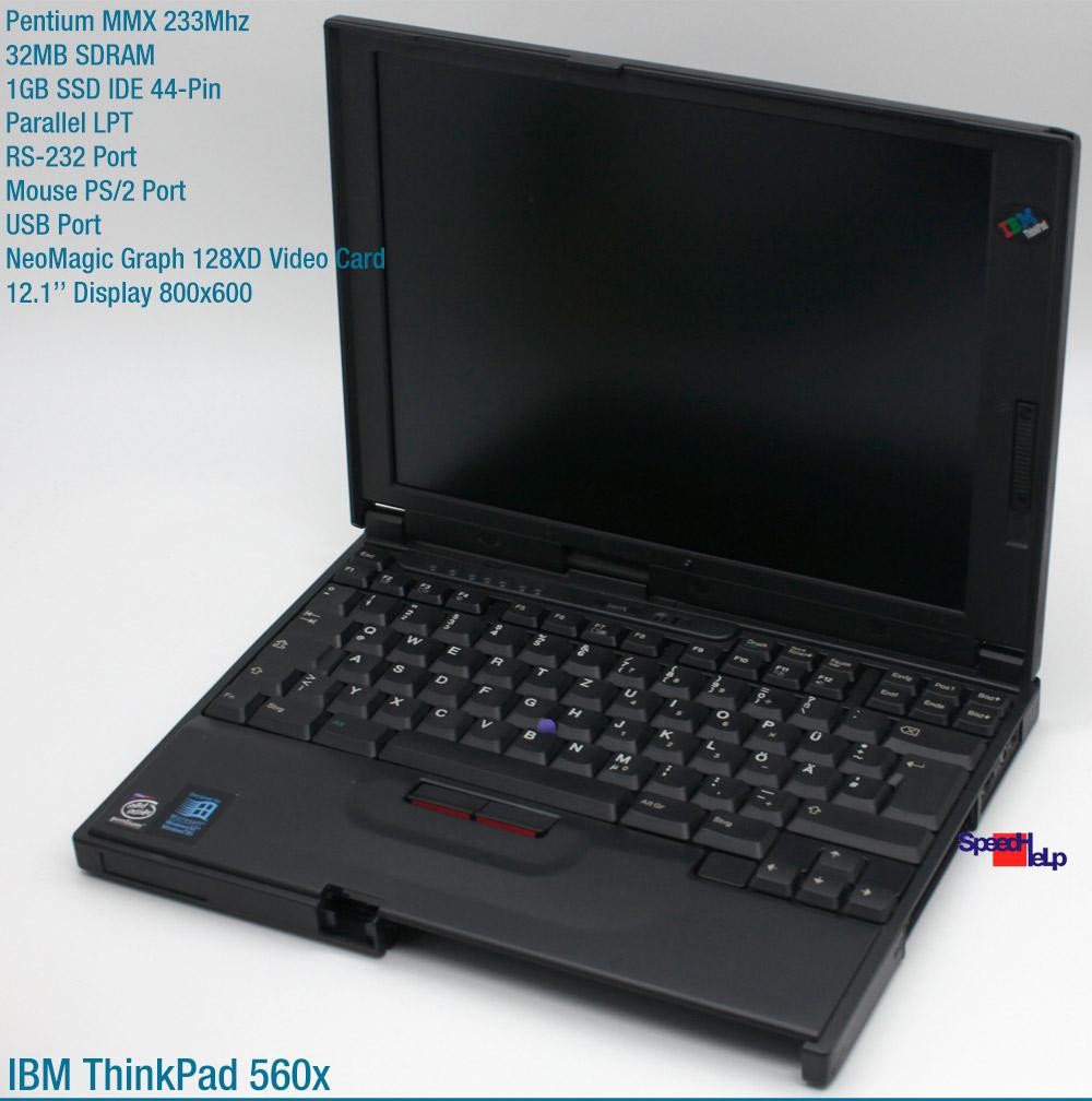 NOTEBOOK IBM THINKPAD 560X PENTIUM MMX 1GB SSD 32MB LAPTOP WINDOWS 95 TYPE: 2640