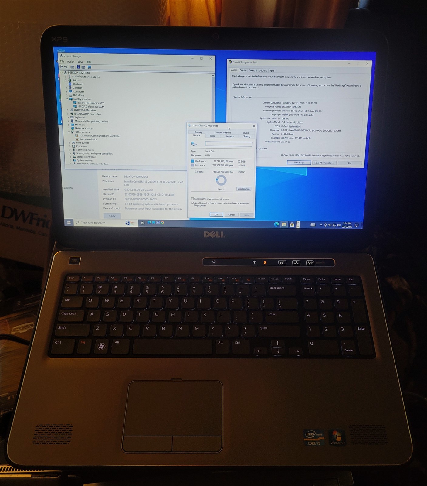 Dell XPS L702X 17″ Intel i5-2430M 2.4GHz 6 GB 750GB GeForce GT 550M – NO OS