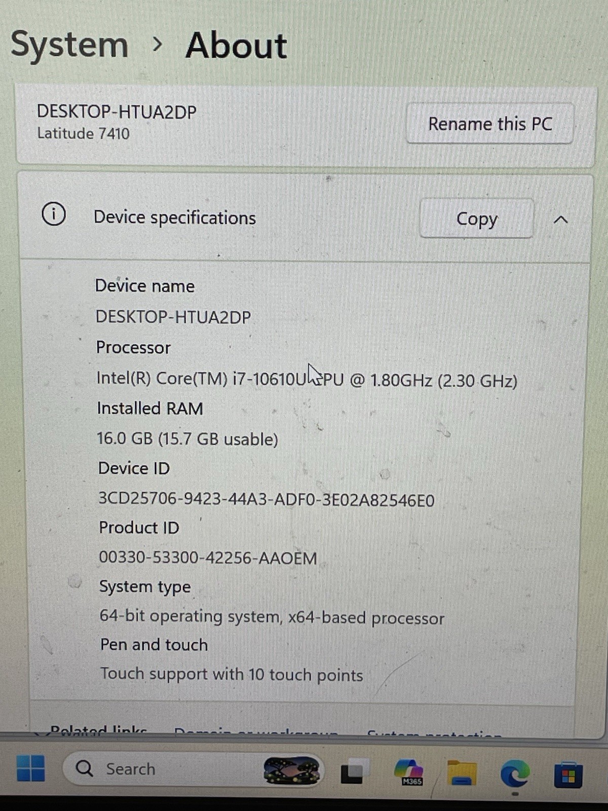 Dell Latitude 7410 Laptop i7 16GB RAM 238GB SSD 14″ FHD Touchscreen Win 11 Pro
