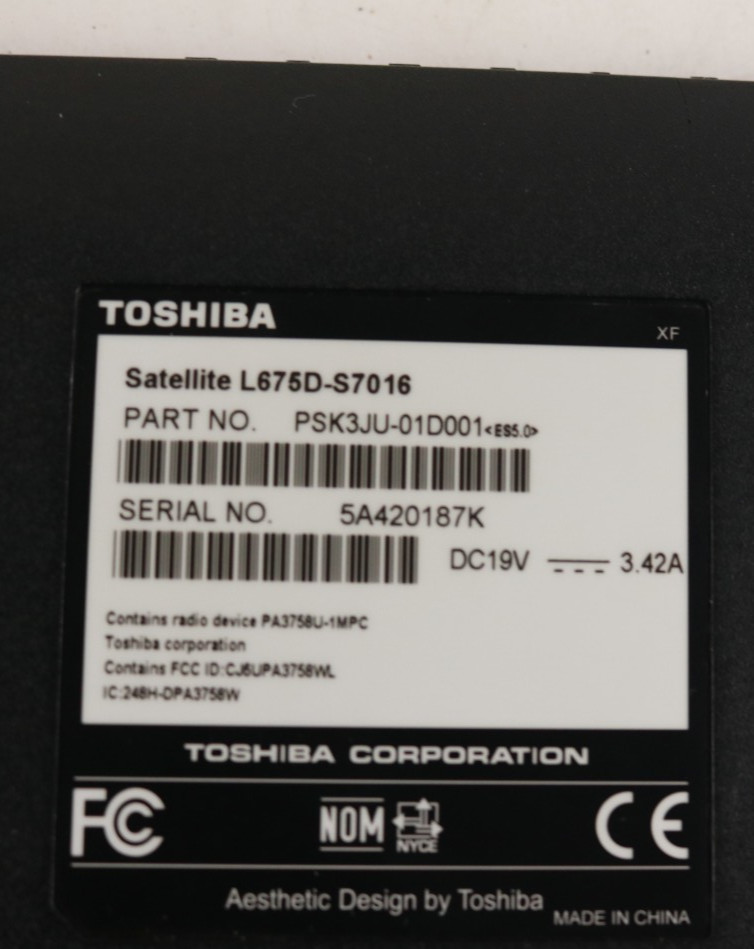 Toshiba Satellite L675 Laptop Premium vision, AMD WIN7