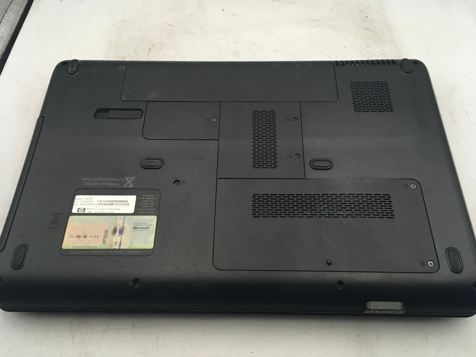 HP G60 NOTEBOOK – BOOTS TO BIOS – INTEL PENTIUM DUAL CORE – 3GB RAM – READ – BB